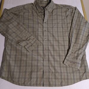 Eddie Bauer Mens 2XL Tall Relaxed Fit Wrinkle Resistant Long Sleeve Green...
